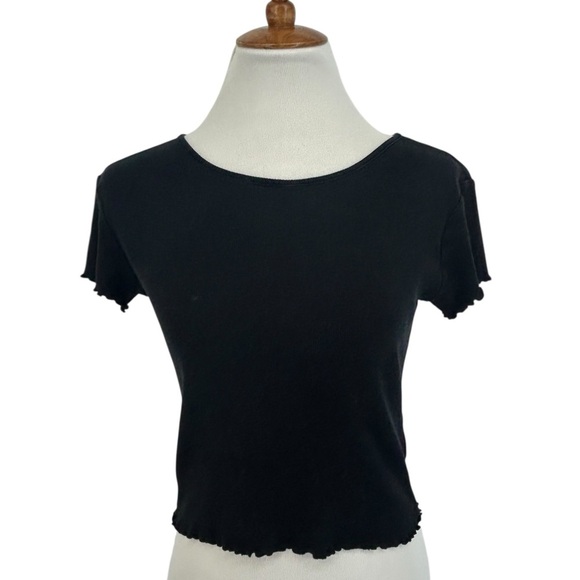 Reformation Women's XS Black Cropped Lowen Tee Short Sleeve Casual Top - Picture 6 of 11
